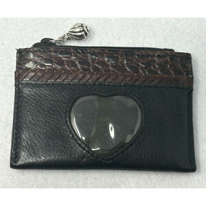 BRIGHTON Leather Card ID Holder Wallet Mini Brown Coin‎ 4”x 3”